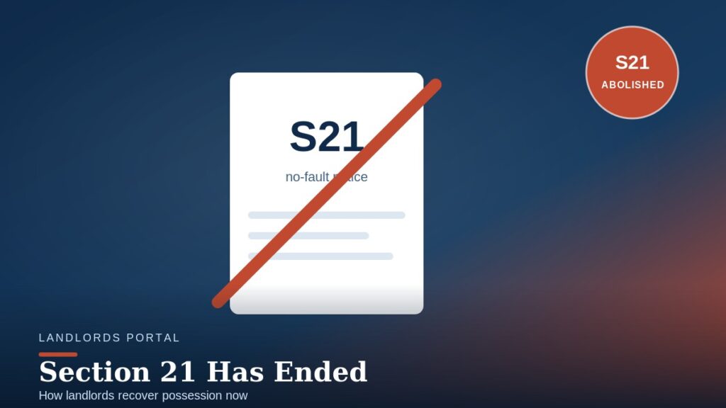 Section 21 abolished under the Renters' Rights Act — how landlords recover possession now
